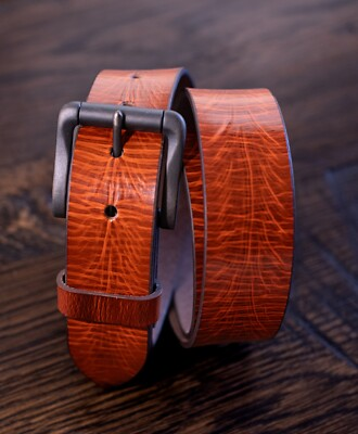 #ad Men#x27;s Genuine Buffalo FULL GRAIN SOLID Leather Belt 1.5quot; Wide Handmade in USA $48.41