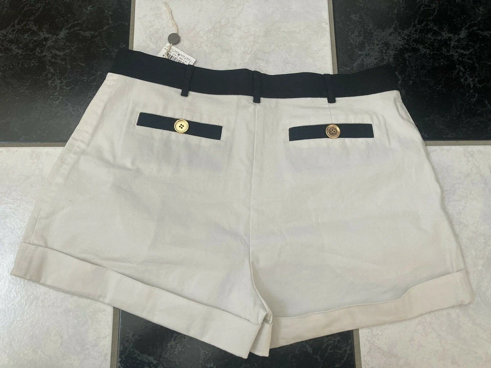 Pantalones Cortos Plisados Moschino 100% AUTÉNTICOS Baratos y Chic Color Block IT44/US 10 NUEVOS CON ETIQUETAS Foto 3 de 4