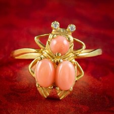 VICTORIAN STYLE CORAL INSECT RING