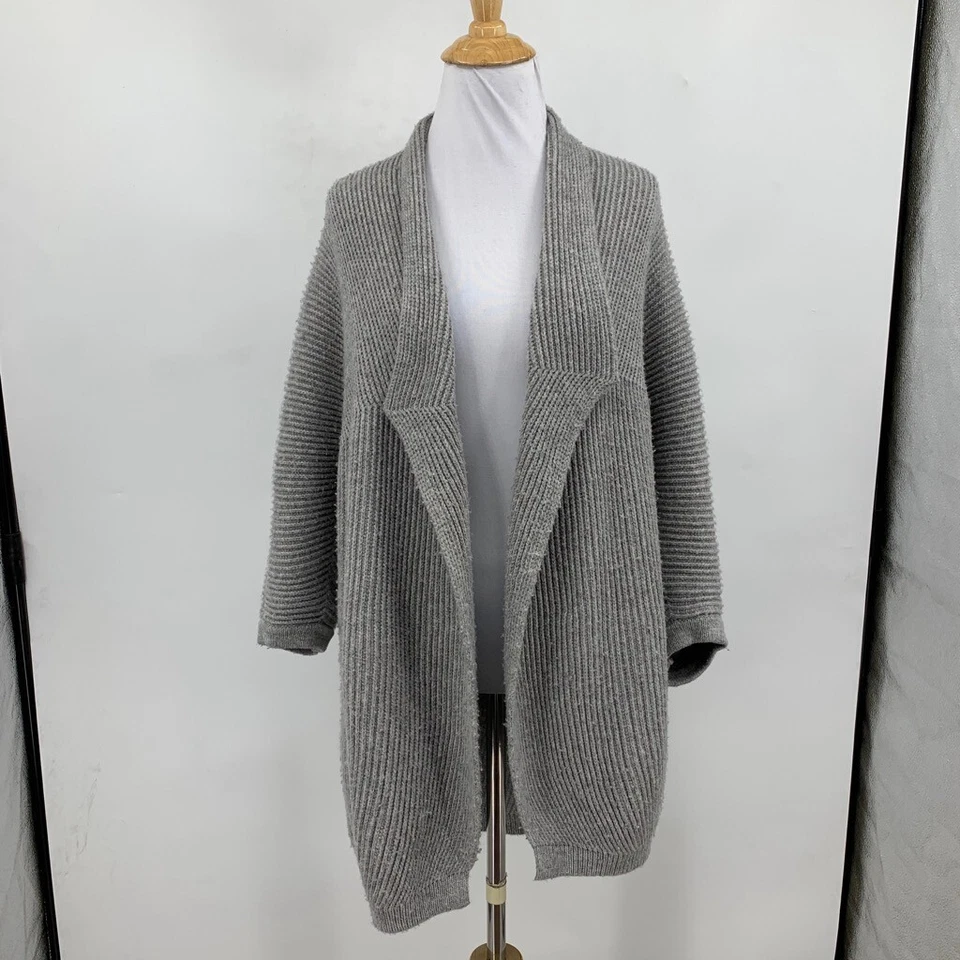 Splendid Cardigan Womens S Small Gray Wool Blend Ribbed Open Front Shawl Dolman - Image 2 of 4