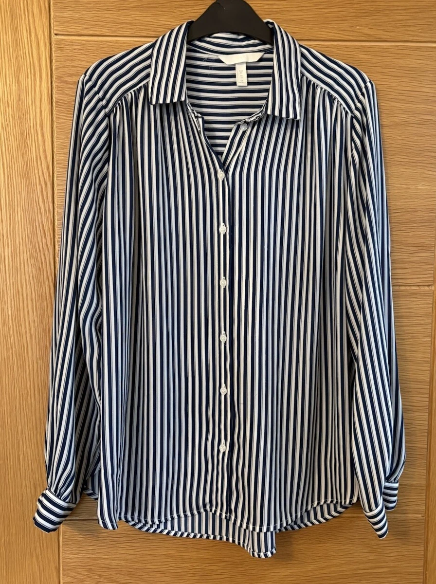 Blouse H&M Blanche V-neck – Manches 3/4 Avec Liens Gris – 100% Polyester – Taille 6