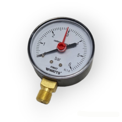 WATTS RADIAL PRESSURE GAUGE Ø 63 0 - 6 BAR Ø 1/4 20000100 AUTOCLAVE PRESSURE