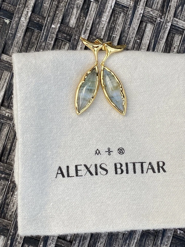 Pendientes de lanza 100 % auténticos de cuarzo ALEXIS BITTAR, punta de oro labradorita $295 Foto 2 de 4