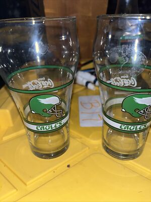 Philadelphia Eagles NFL Coca-Cola Vintage Glass Tumbler Drinkware Set Of 2