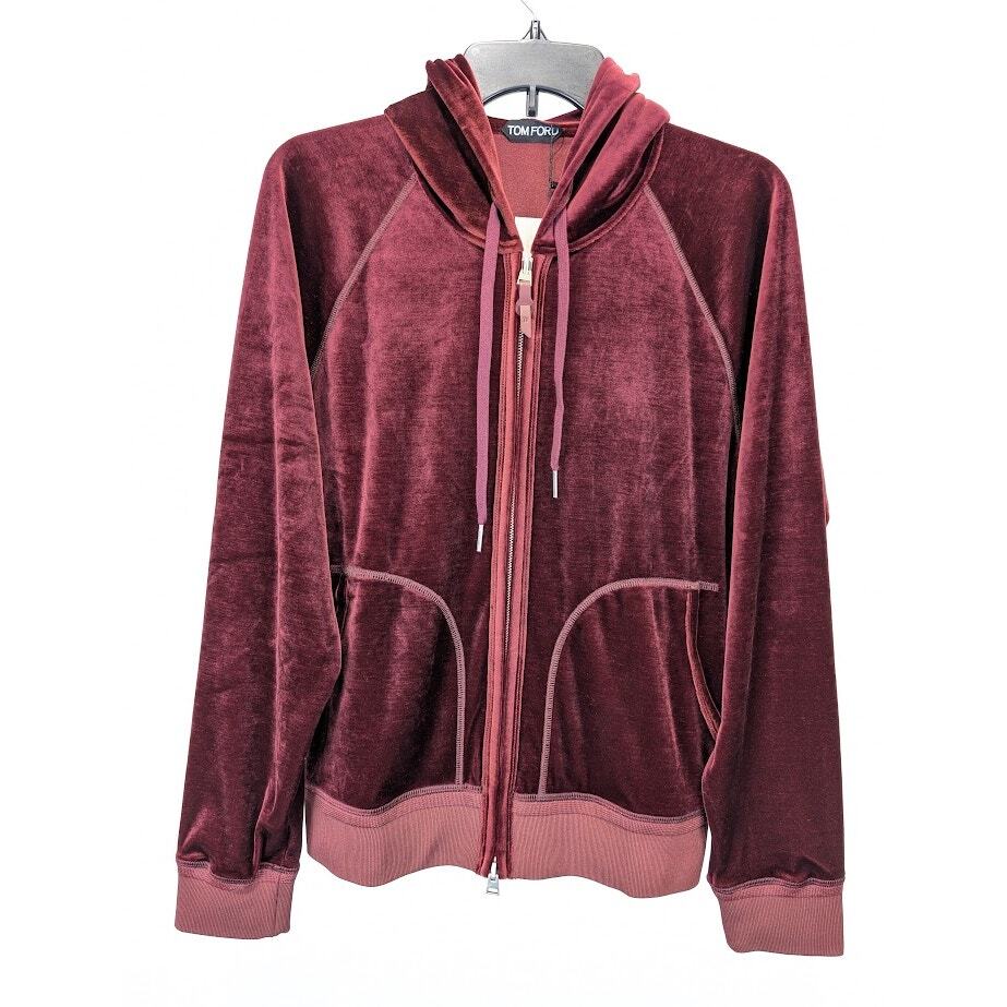 TOM FORD トップス Tom Ford , Cut and Sewn Zipper Hoodie Jacket in Burgundy