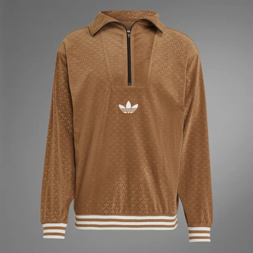 adidas Originals Men s Adicolor Heritage Now Funnel Velour Top Brown