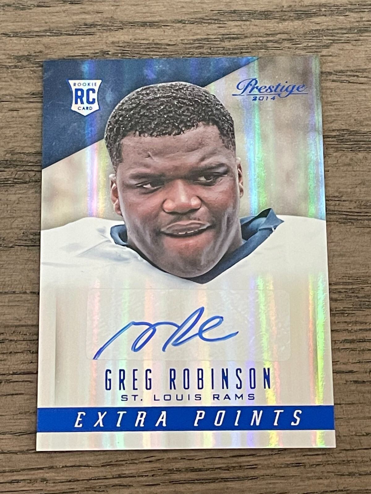 2014 Panini Prestige Extra Points Blue Signatures Greg Robinson RC Auto #237
