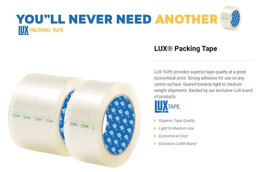 Packing Tape by LUX 2" x 110 Yards (330' ft) Box Carton Sealing Clear 1.6 Mil