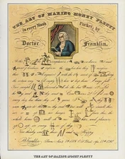 1978 Currier & Ives Vintage Rebus Making Money Plenty B. Franklin Color Litho