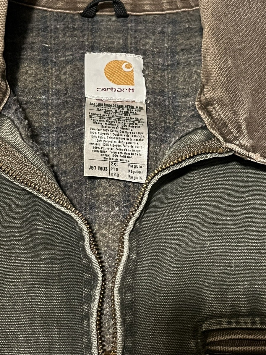Vintage Carhartt Detroit Jacket Sz XXL J97 Blanket Lined Rare Moss