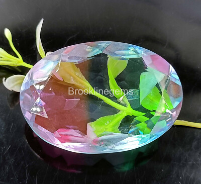 Lab Grown Certified 140Ct Transparent Bi-Color Ametrine Oval Cut Gemstone 6DJG