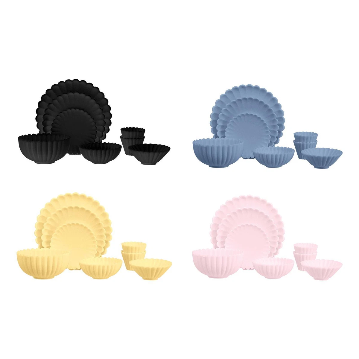 H&h set 6 piatti tondi indigo in stoneware cm 32