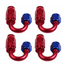 4Pcs 180° Swivel Hose End Fitting 8AN CPE Fuel Line Adaptor Universal Red&Blue