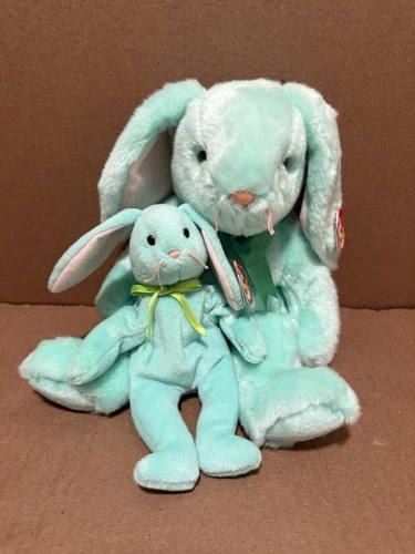 Vintage Ty Beanie Buddy & Beanie Baby Hippity the Rabbit Lot - Mint W/Mint Tags