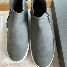 Ecco Soft Zip Sneaker Booties Nubuck Boots Gravity Gray Sz EU 36