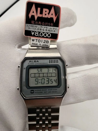 RARE Vintage Seiko ALBA WT012B Alarm Chronograph Digital Watch NOS with Tags