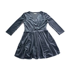 Silence Noise Velvet Wrap Dress Teal Long Sleeve Fit Flare Romper Small