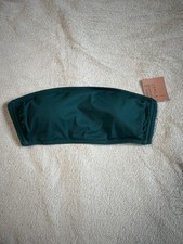 Shade  Shore Women  s Ribbed Bandeau Bikini Top XL 16 NWT Dark Green Strapless