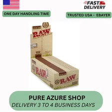 😎🔥RAW Natural Single Wide Organic Hemp Rolling Papers 25 Pack (Full Box)