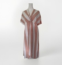Show Me Your Mumu Get Twisted Maxi Dress Orange White Striped Slit Front Medium