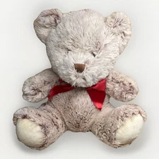 Hugfun Cuddly Bear Plush Eco Friendly W/ Red Bow 12 Inch Soft Purple Undertones