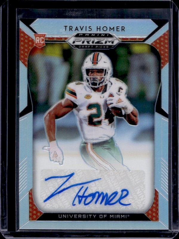 2019 Panini Prizm Draft Picks Travis Homer Prizm Silver Auto RC #274 Hurricanes