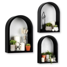 3 Set Wall Shelf 9.8 x 7.1 Inch Wooden Hanging Shelf Deep Display Storage She...