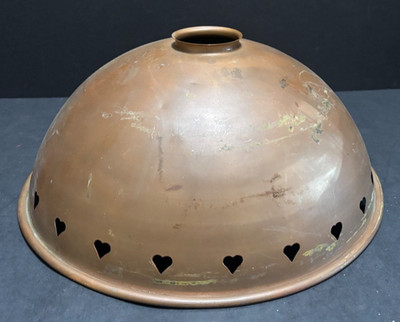 Rustic COPPER DOME CEILING PENDANT LAMP SHADE Heart Cut-Out Rim 12''x5.5''