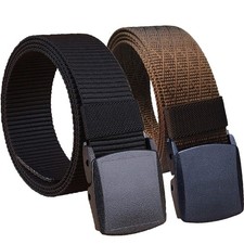 2 Pack Military Nylon Belt, 1.25" Wide No Metal Webbing Tactical Web Belt 1....