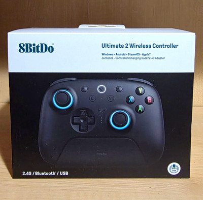 8BitDo Ultimate 2 Wireless Controller Black 2.4G Bluetooth USB w/ Dock