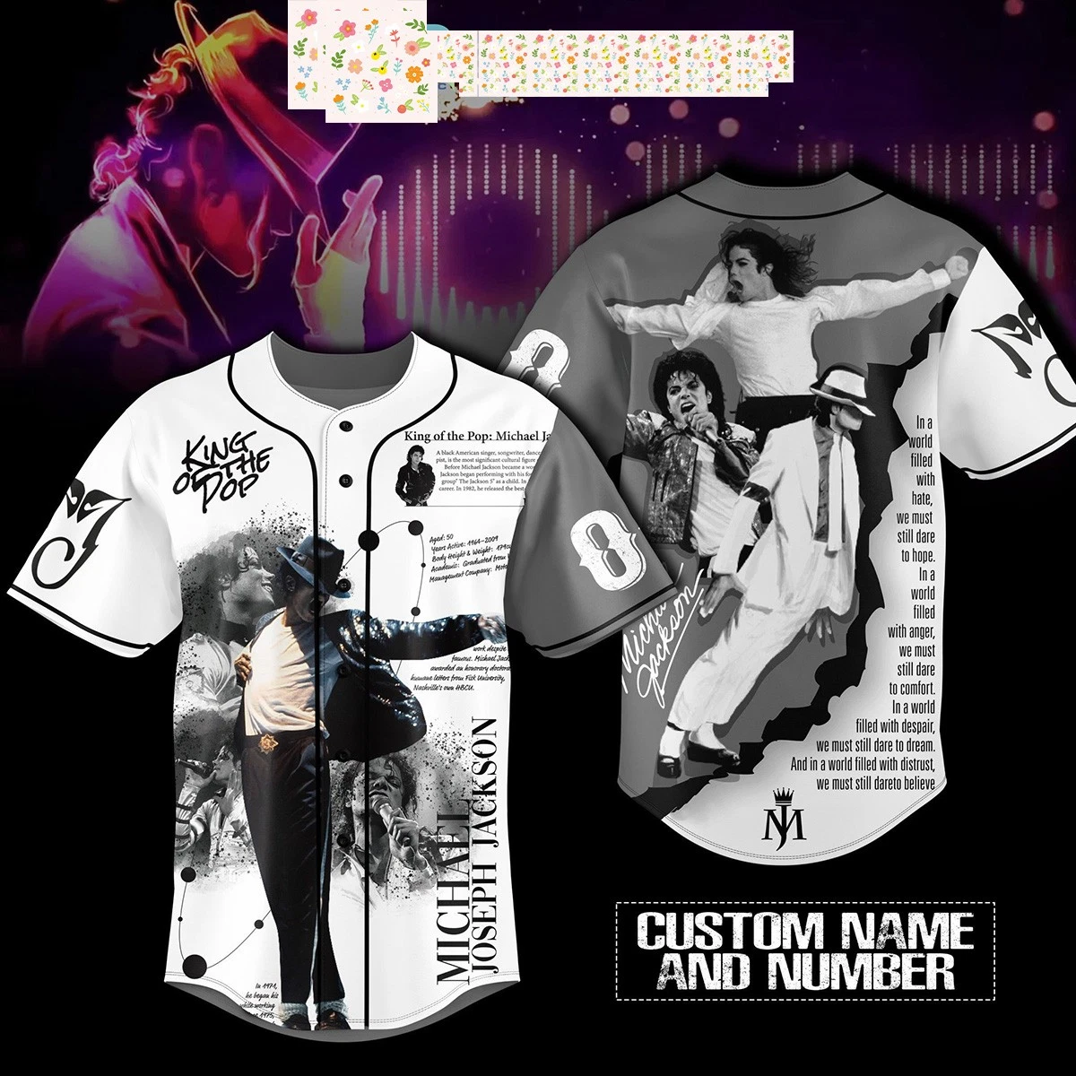 Michael Jackson King of the Pop Personalized Baseball Jersey