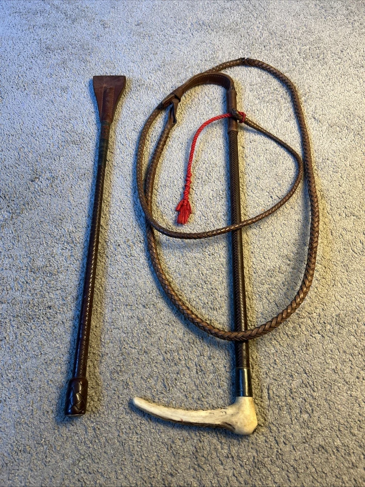 Vintage Gents "SWAINE ADENEY BRIGG" Leather Hunt Whip W/Beaufort Leather Thong Foto 2 de 4