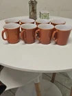 Vintage PYREX Corning Milk Glass Burnt Orange Rust Coffee Cup Mug D Handle RETRO