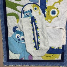 Vtg Disney Monsters Inc Crib Bedding Set Blanket Diaper Holder Skirt Mike Sully