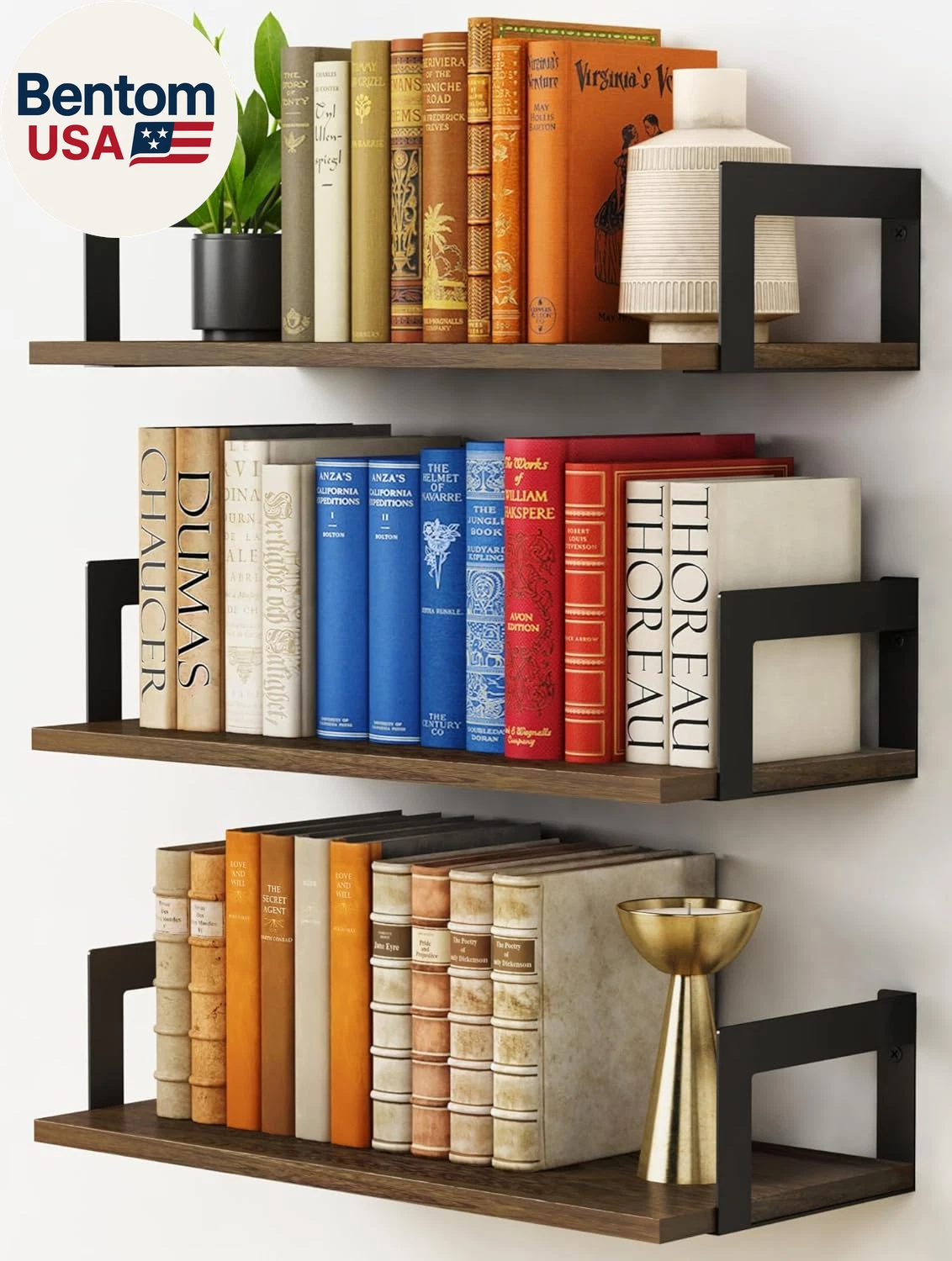Floating Book Shelves for Wall Set of 3, 17 X 8 Inch Deep Wooden Wall Bookshelf
Opens in a new windo