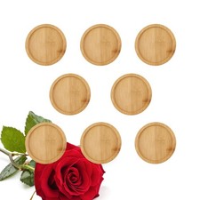 8 Pcs Round Bamboo Serving Trays Flower Pot Saucers Deep Plant Flowerpot