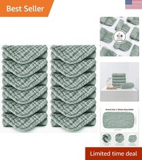 12 Pack 100 Cotton Muslin Burp Cloths - Extra Soft Absorbent 20''x10'' Green