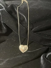 Brighton PEARL MAGIC HEART Silver Puffy Crystal Center Pendant Necklace