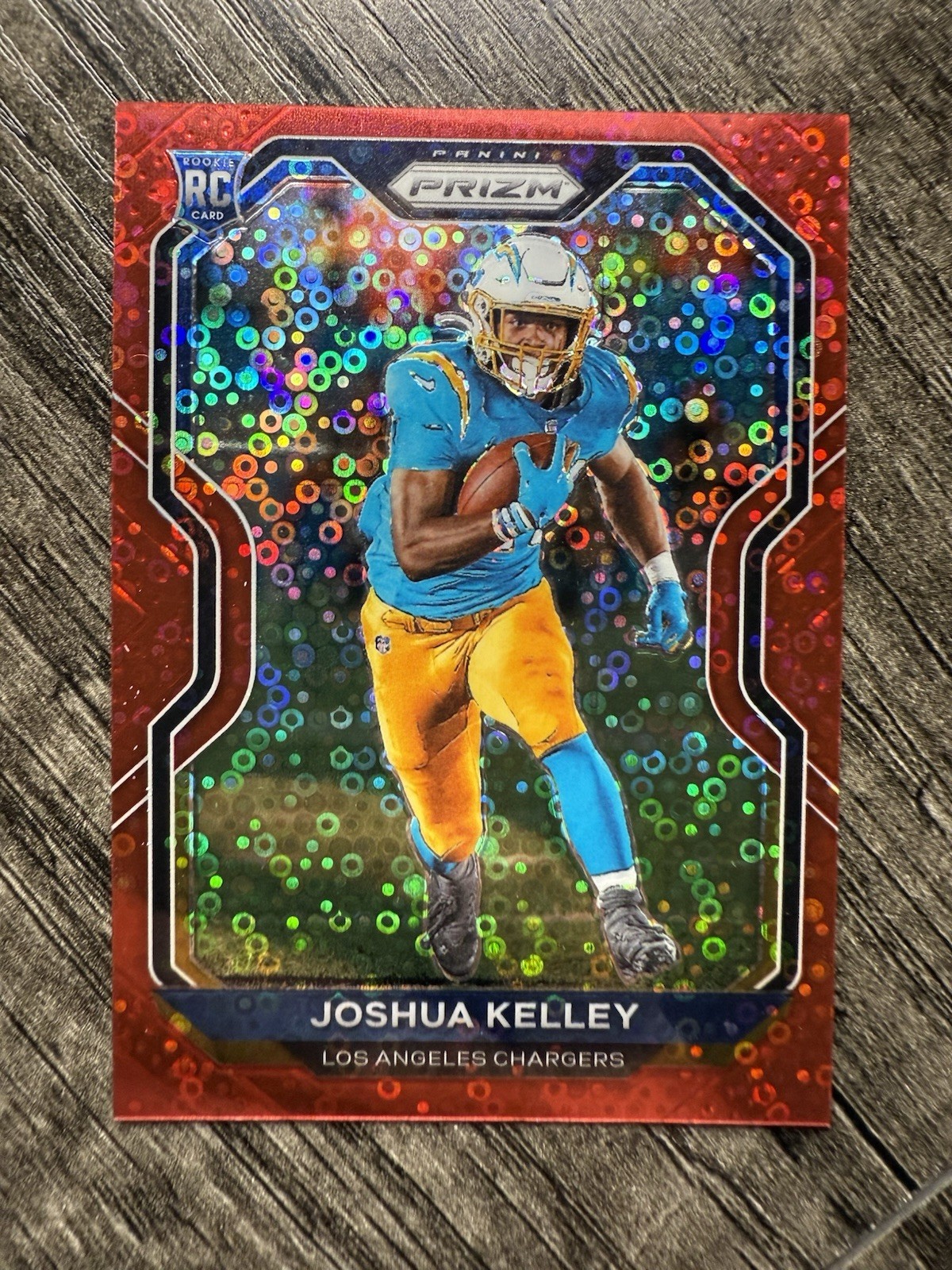 2020 Panini Prizm #326 Joshua Kelley Prizm No Huddle Red #/50 Chargers