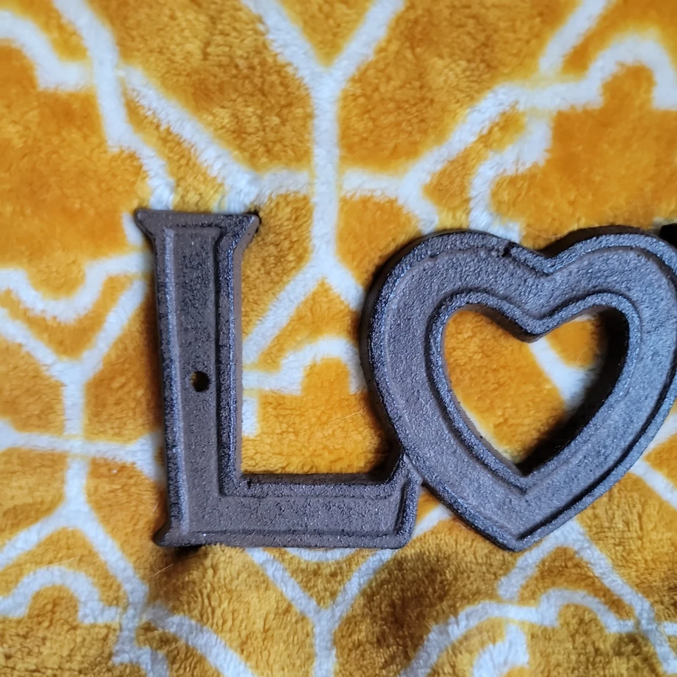 Cast Iron LOVE Shabby Chic Style Sign Decor 11.5" x 3.5" Rustic Letter Sign - Image 2 of 4
