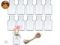 12 StüCk Kleine Vasen,125Ml Vasen Klein Tischdeko Mit 10M Juteschnur,Glasvasen