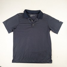 Nike Golf Navy/White Striped Athletic Polo Shirt - Boys Medium