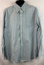 Croft And Barrow Green Blue Plaid Long Sleeve Button Down Shirt Men's Size 15.5