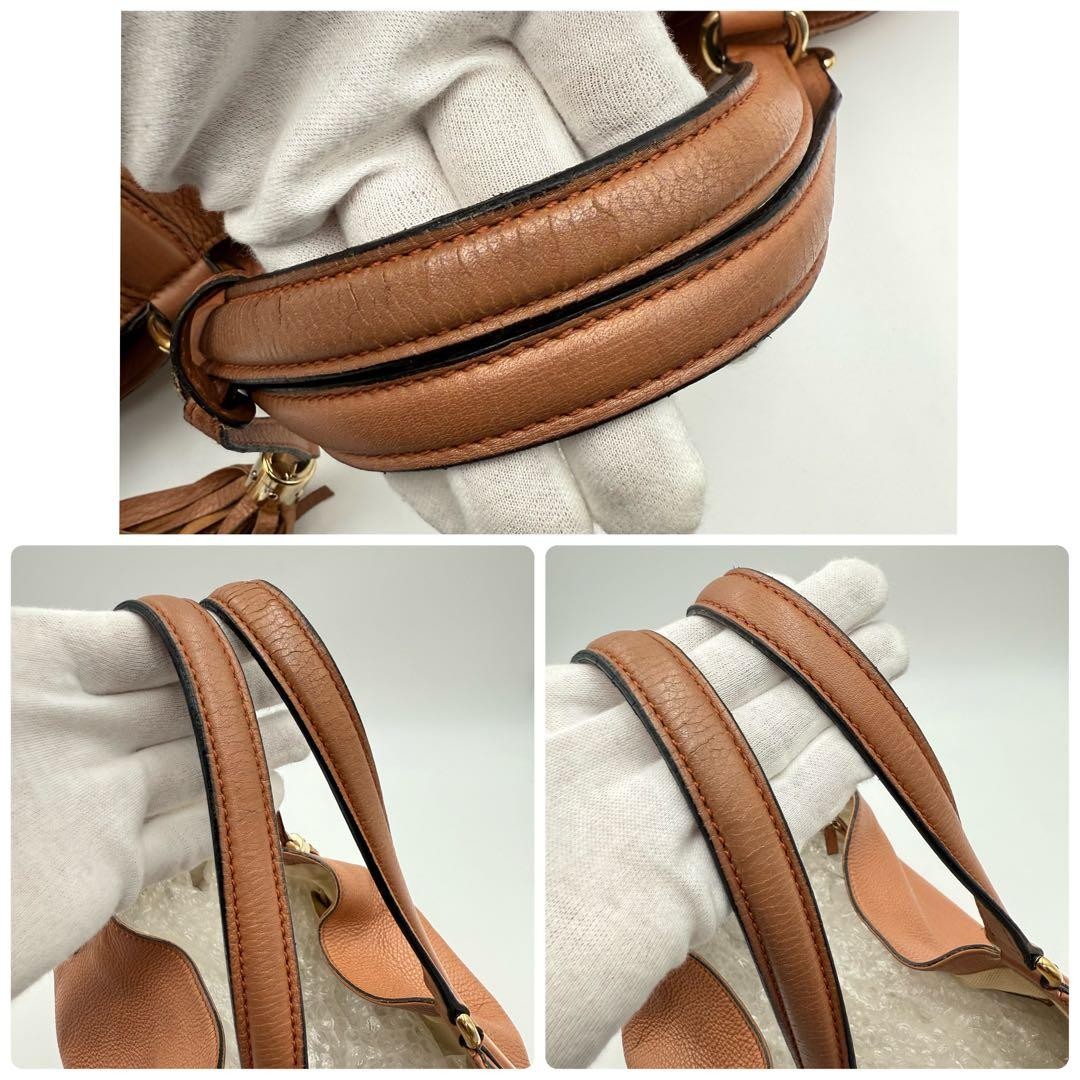 GUCCI Soho Leather Tote Bag Japan Limited Fringe Gold Hardware A4 Size thumbnail 8