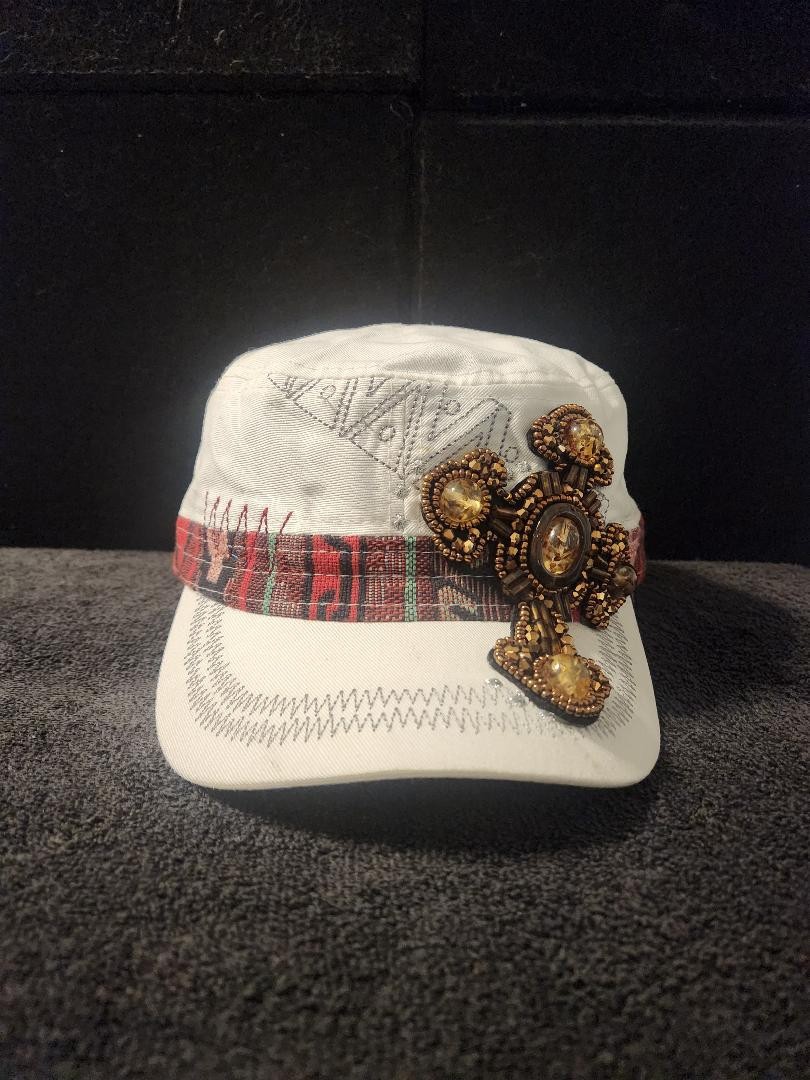 Kbethos Womens Serape Trim Bling Cross Embellishment White C