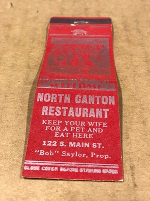 Vintage North Canton Restaurant - Matchcover, Matchbook