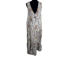 Rachel Zoe Blue Floral Print Tiered Maxi Dress size Large Boho Festival