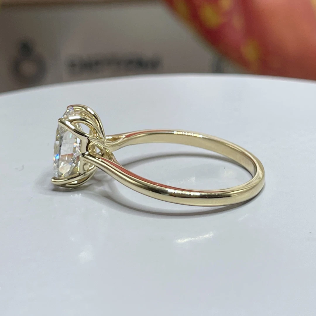 2.00 Ct F VS1 Oval Solitaire 14k Yellow Lab Grown Diamond Ring IGI Certified image-3