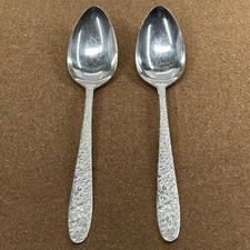 National Silver Co. Narcissus Silverplate Lot of (2) 8" Serving Spoons AA Plus