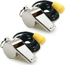 Sports Whistles 2 Pack with Lanyards Loud Crisp Sound for Coaches